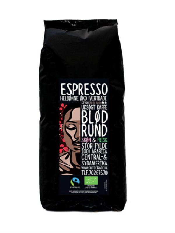 ESPRESSO (rund/fyldig) Økologisk Fairtrade Kaffe - 1 Kg