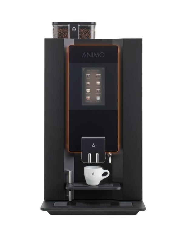 Kaffeautomat med to forskellige instant produkter og en kaffekværn til friskbrygget kaffe